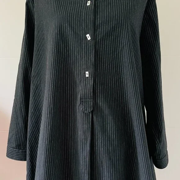 IC by Connie K Navy Blue Striped Tunic Blouse - Picture 1 of 5